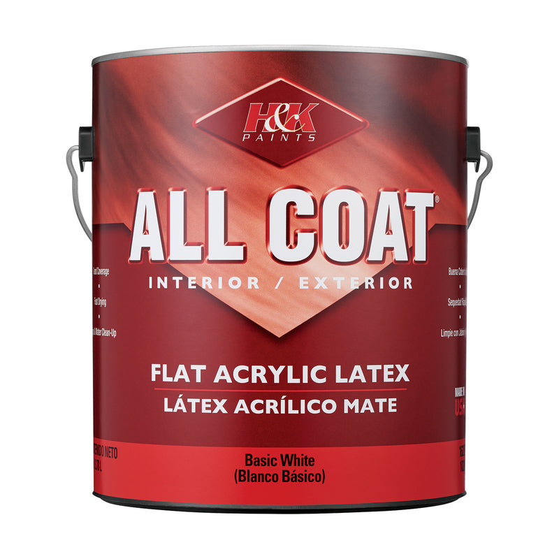 H&K Paints All-Coat Flat White Water-Based Paint Exterior and Interior 1 gal