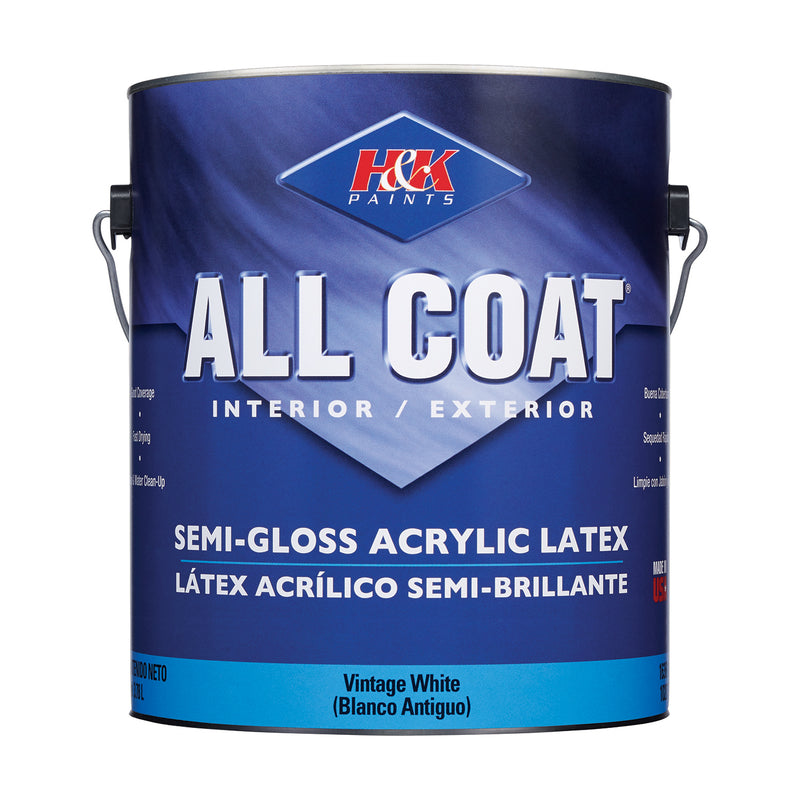 H&K Paints All-Coat Semi-Gloss Vintage White Water-Based Paint Exterior and Interior 1 gal