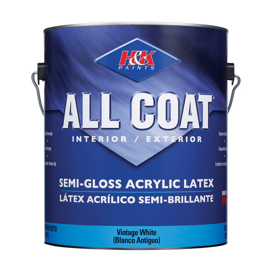 H&K Paints All-Coat Semi-Gloss Vintage White Water-Based Paint Exterior and Interior 1 gal