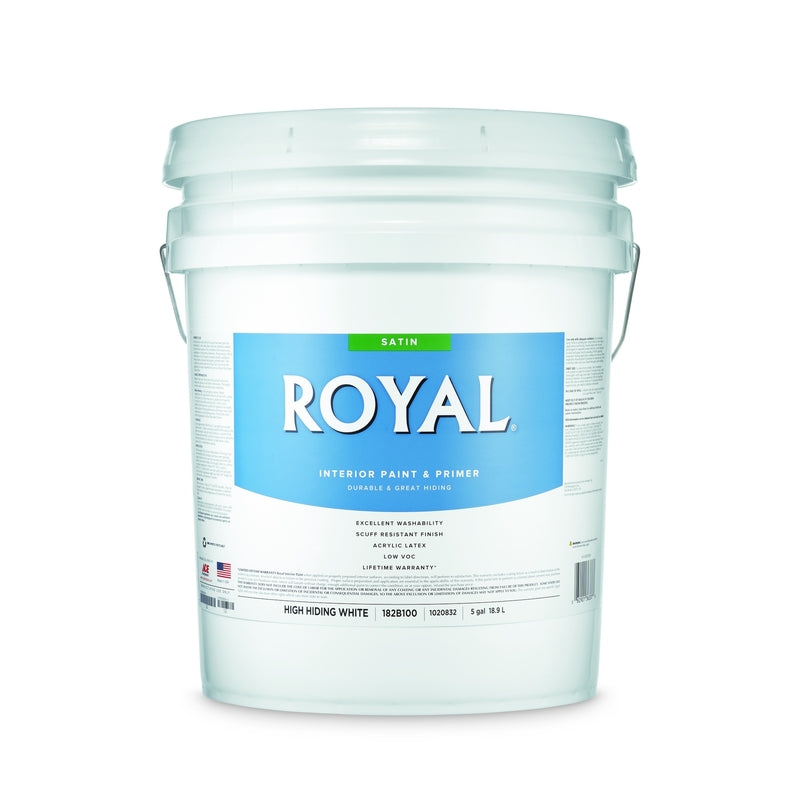 Royal Satin High Hiding White Paint and Primer Interior 5 gal