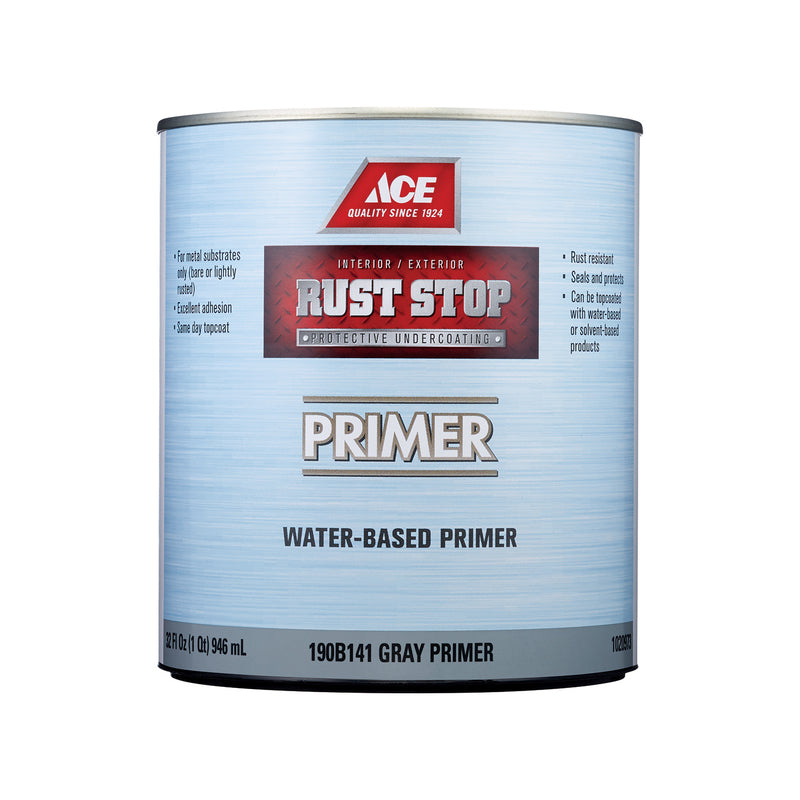 Ace Rust Stop Gray Primer Water-Based Enamel Rust Preventative Paint 1 qt