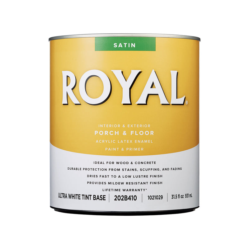 Royal Satin Tint Base Ultra White Base Porch & Floor Paint 1 qt