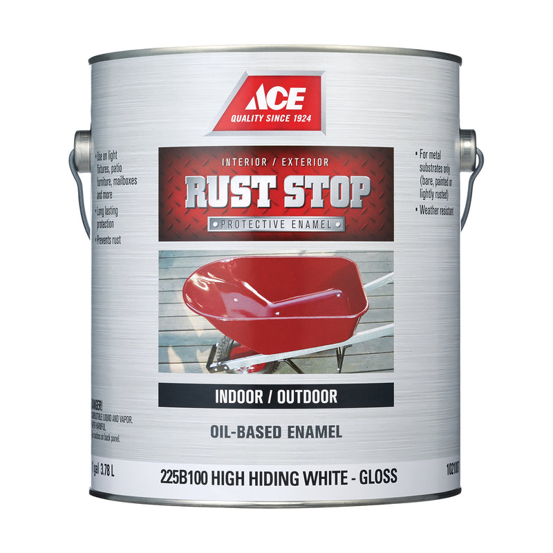 Ace Rust Stop Indoor/Outdoor Gloss White Oil-Based Enamel Rust Prevention Paint 1 gal