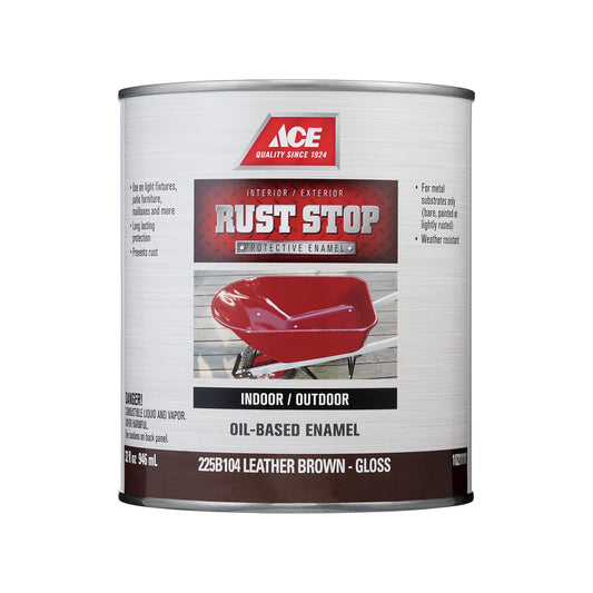 Ace Rust Stop Indoor/Outdoor Gloss Leather Brown Oil-Based Enamel Rust Prevention Paint 1 qt