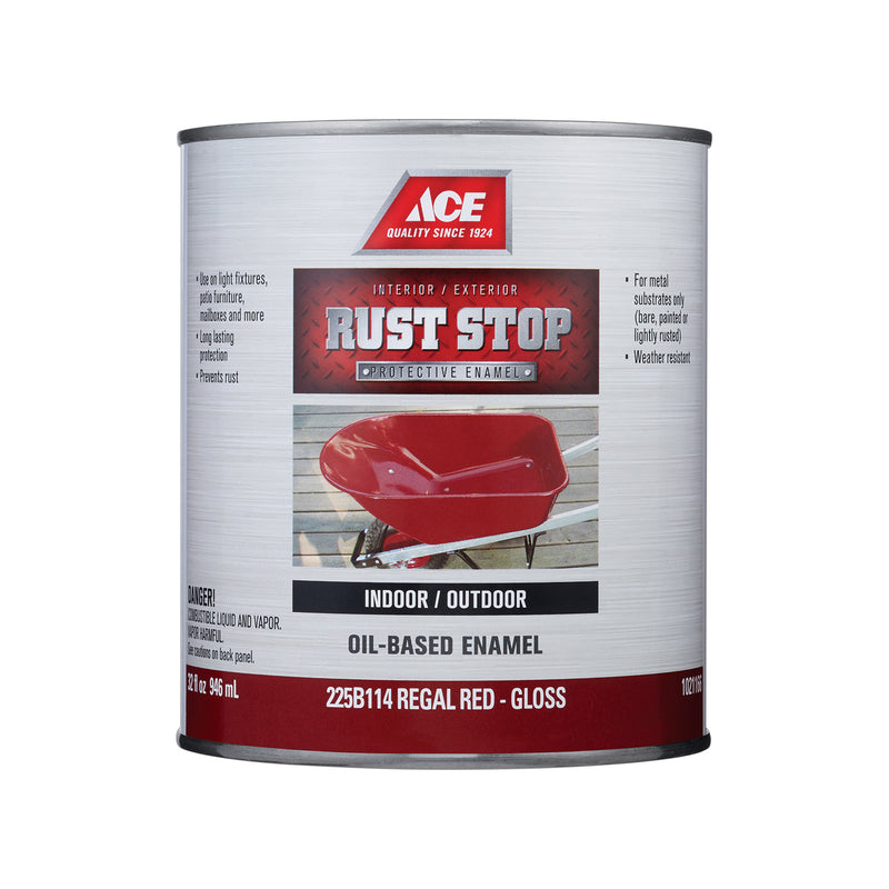 Ace Rust Stop Indoor/Outdoor Gloss Regal Red Oil-Based Enamel Rust Preventative Paint 1 qt