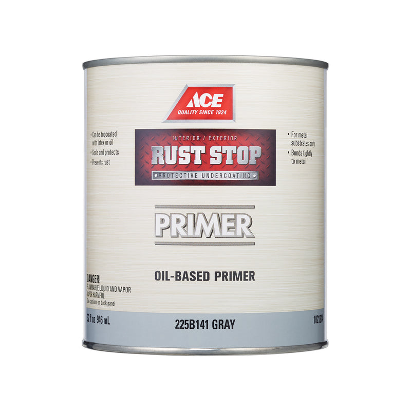 Ace Rust Stop Primer - Goes on Grey Oil-Based Rust Primer 1 qt