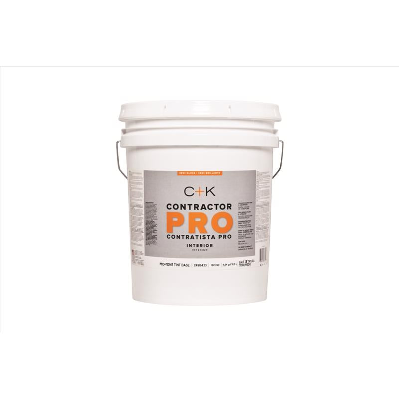 C+K Contractor Pro Semi-Gloss Tint Base Mid-Tone Base Paint Interior 5 gal