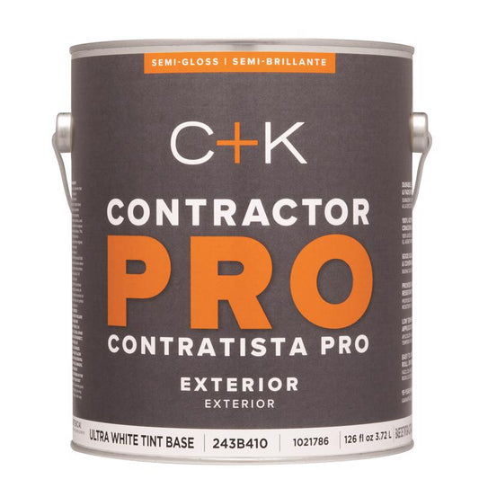 C+K Contractor Pro Semi-Gloss Tint Base Ultra White Base Paint Exterior 1 gal