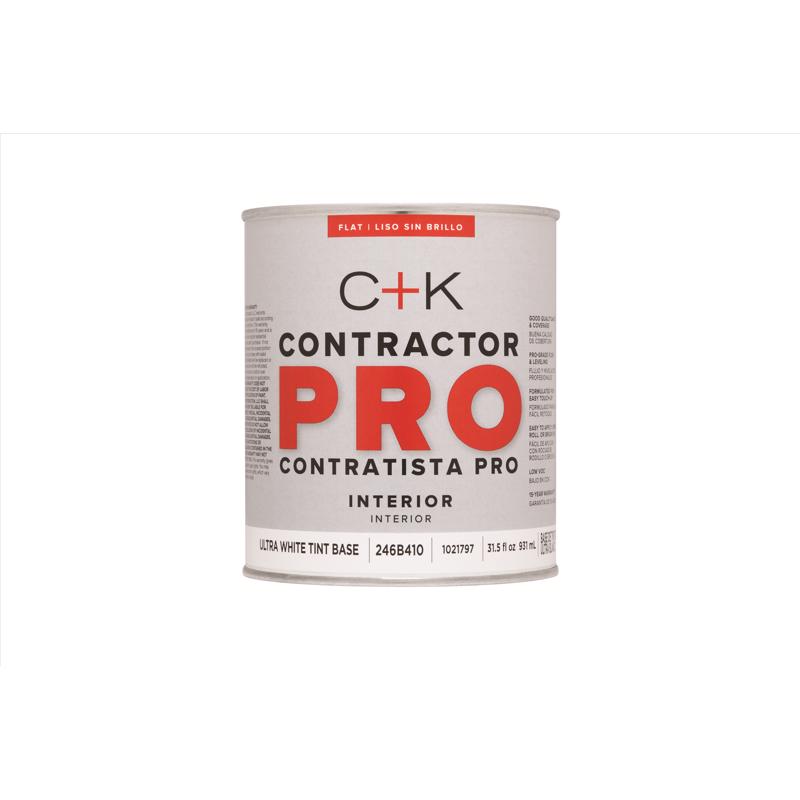 C+K Contractor Pro Flat Tint Base Ultra White Base Paint Interior 31.5 oz