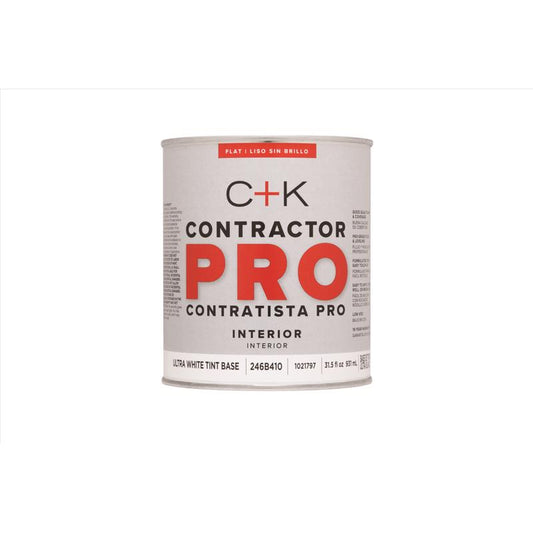 C+K Contractor Pro Flat Tint Base Ultra White Base Paint Interior 31.5 oz