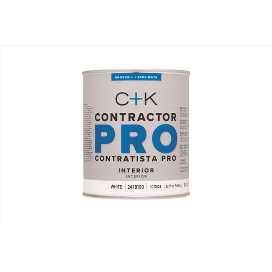 C+K Contractor Pro Eggshell White Water-Based Paint Interior 1 qt