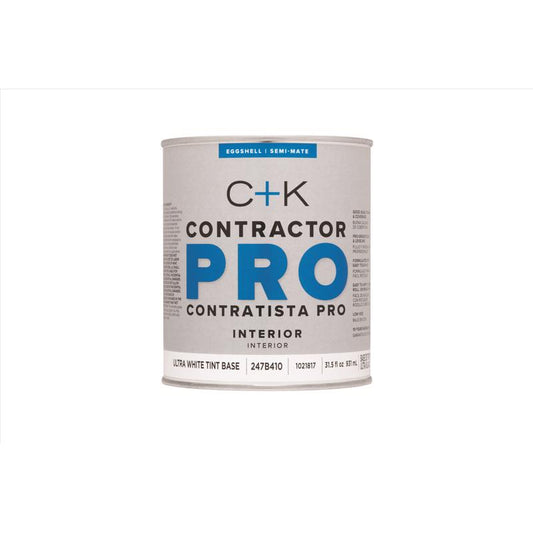C+K Contractor Pro Eggshell Ultra White Base Paint Interior 1 qt