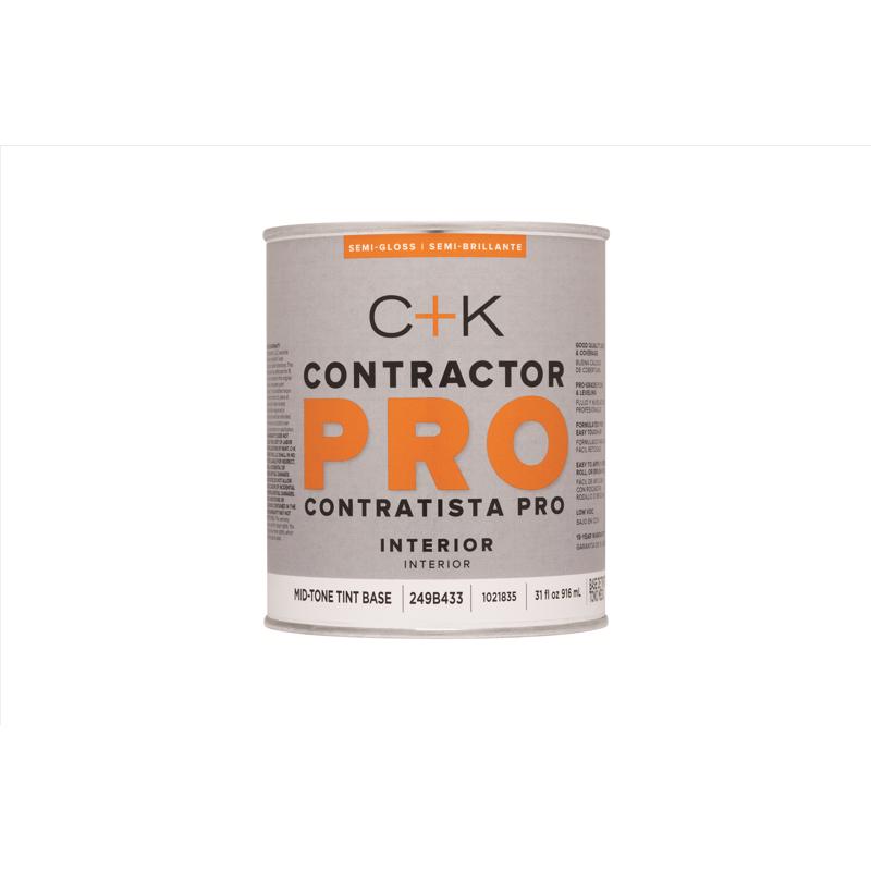 C+K Contractor Pro Semi-Gloss Tint Base Mid-Tone Base Paint Interior 1 qt
