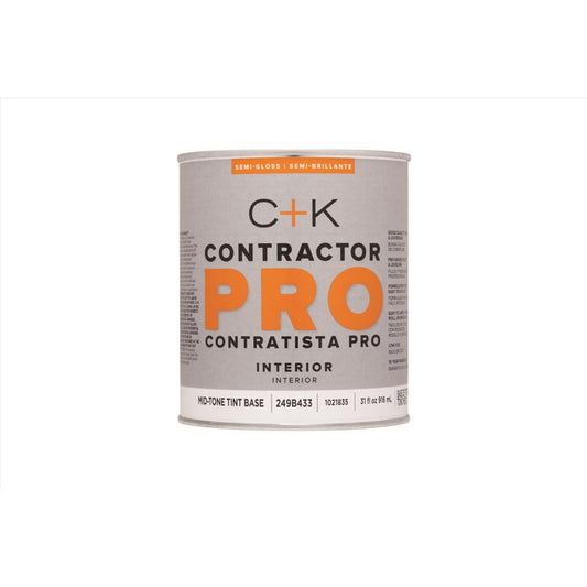 C+K Contractor Pro Semi-Gloss Tint Base Mid-Tone Base Paint Interior 1 qt