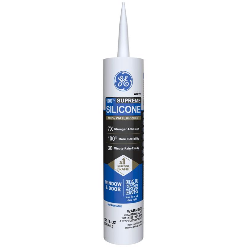 GE Supreme White Silicone Window and Door Sealant 10.1 oz