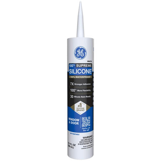 GE Supreme White Silicone Window and Door Sealant 10.1 oz