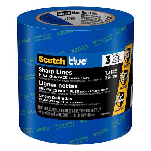 ScotchBlue PROSharp 1.41 in. W X 60 yd L Blue Medium Strength Painter's Tape 3 pk