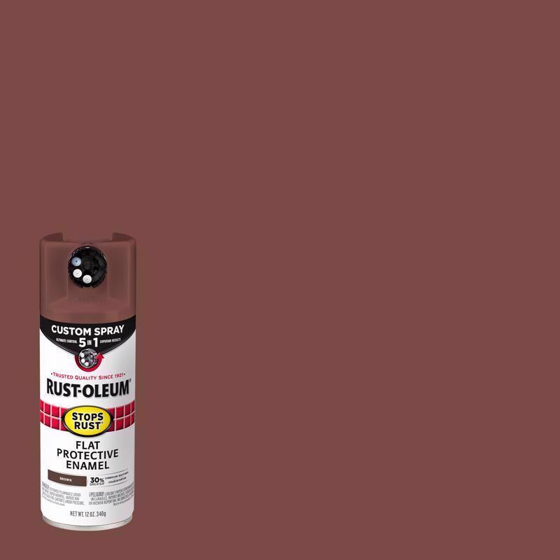 Rust-Oleum Stops Rust Custom Spray 5-in-1 Flat Brown Spray Paint 12 oz