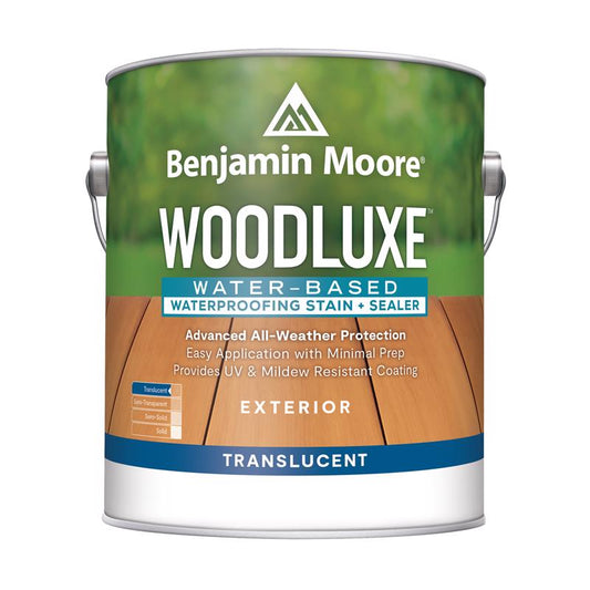 Benjamin Moore Woodluxe Translucent Bleached Gray Water-Based Acrylic Latex Waterproofing Wood Stain