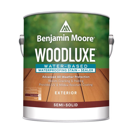 Benjamin Moore Woodluxe Semi-Solid White Water-Based Acrylic Latex Waterproofing Wood Stain and Seal