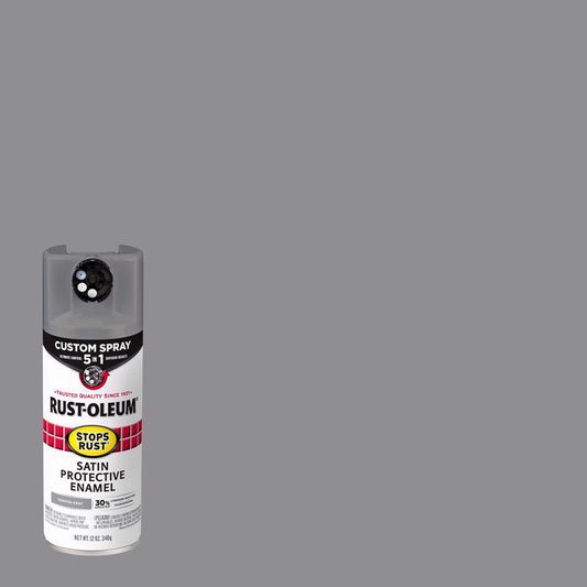 Rust-Oleum Stops Rust Custom Spray 5-in-1 Indoor/Outdoor Satin Gray Oil-Based Oil Modified Alkyd Pro