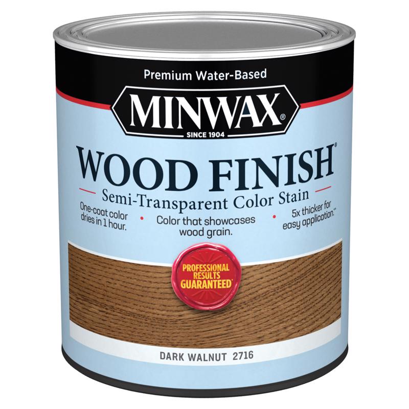 Minwax Wood Finish Water-Based Semi-Transparent Dark Walnut Water-Based Wood Stain 1 qt