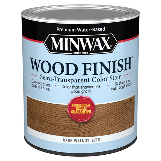 Minwax Wood Finish Water-Based Semi-Transparent Dark Walnut Water-Based Wood Stain 1 qt