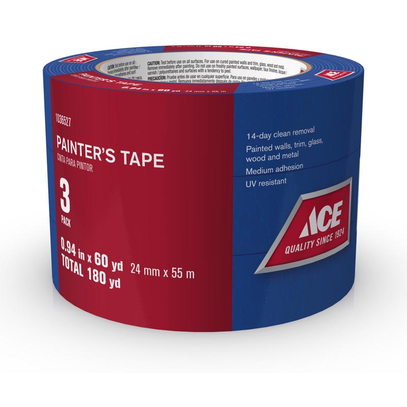 ACE .94 in. W X 60 yd L Blue Medium Strength Painter's Tape 3 pk