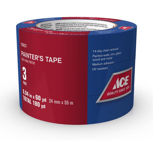 ACE .94 in. W X 60 yd L Blue Medium Strength Painter's Tape 3 pk