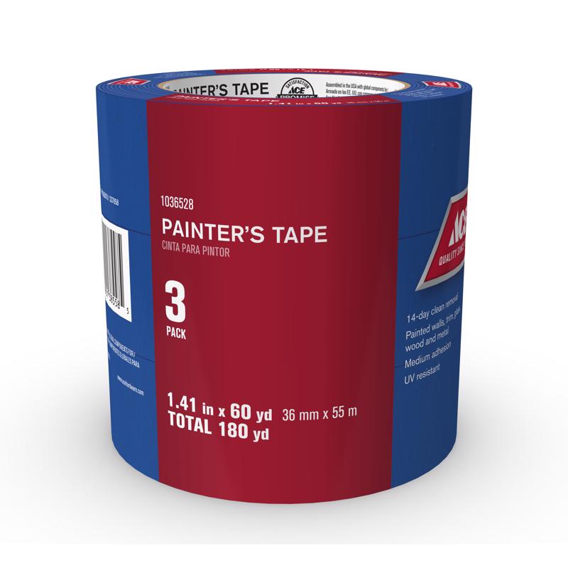 ACE 1.41 in. W X 60 yd L Blue Medium Strength Painter's Tape 3 pk