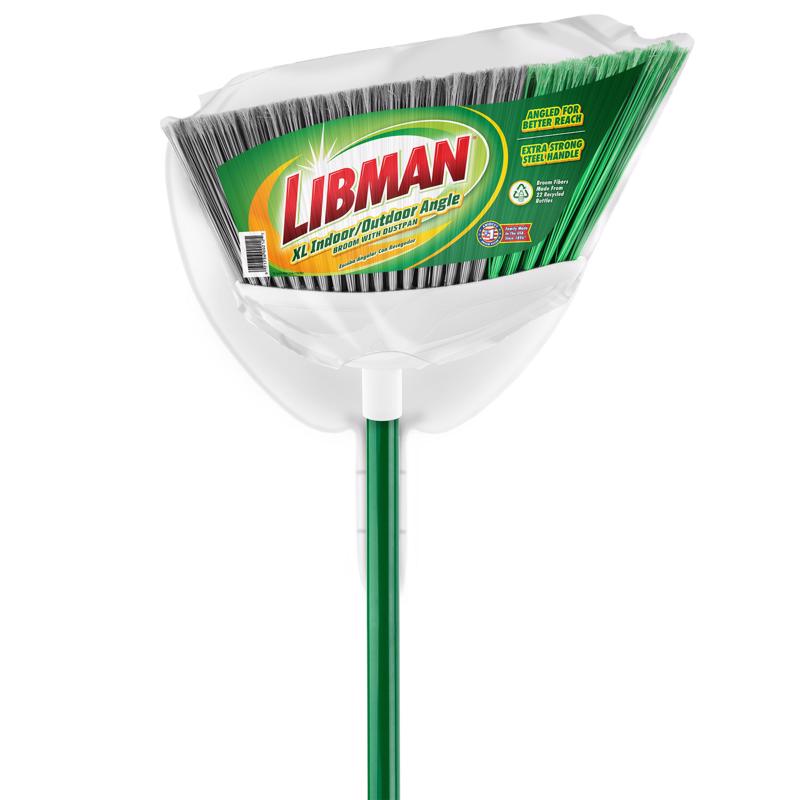 Libman 15 in. W Stiff Recycled PET Broom with Dustpan