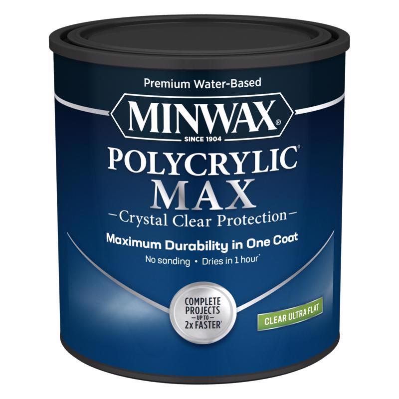 Minwax Polycrylic Max Ultra Flat Clear Water-Based Polycrylic 1 qt