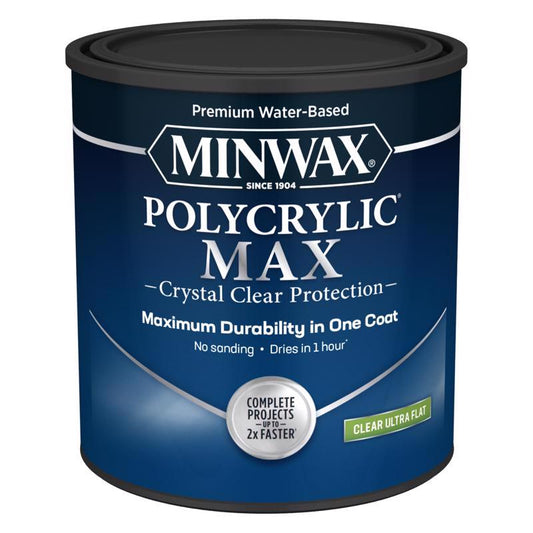 Minwax Polycrylic Max Ultra Flat Clear Water-Based Polycrylic 1 qt