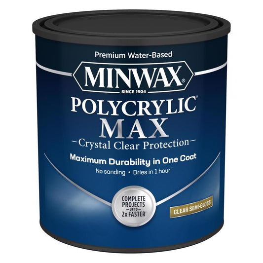 Minwax Polycrylic Max Semi-Gloss Clear Water-Based Polycrylic 1 qt