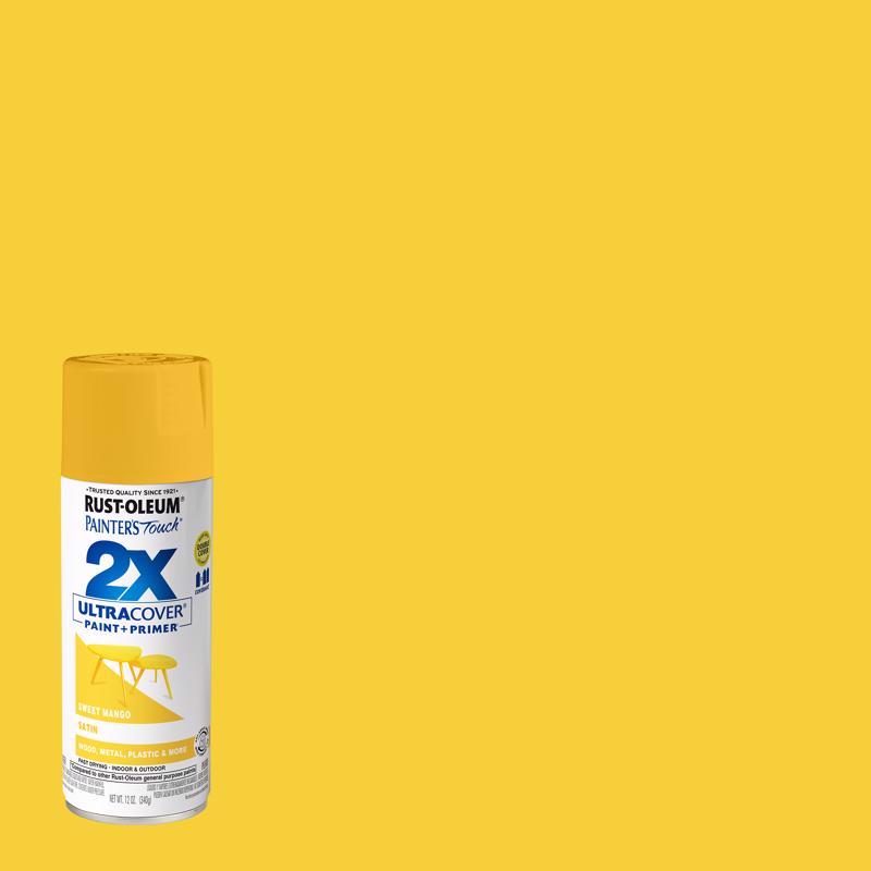 Rust-Oleum Painter's Touch Satin Sweet Mango Paint+Primer Spray Paint 12 oz