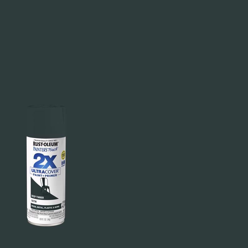 Rust-Oleum Painter's Touch Satin Deep Timber Paint+Primer Spray Paint 12 oz