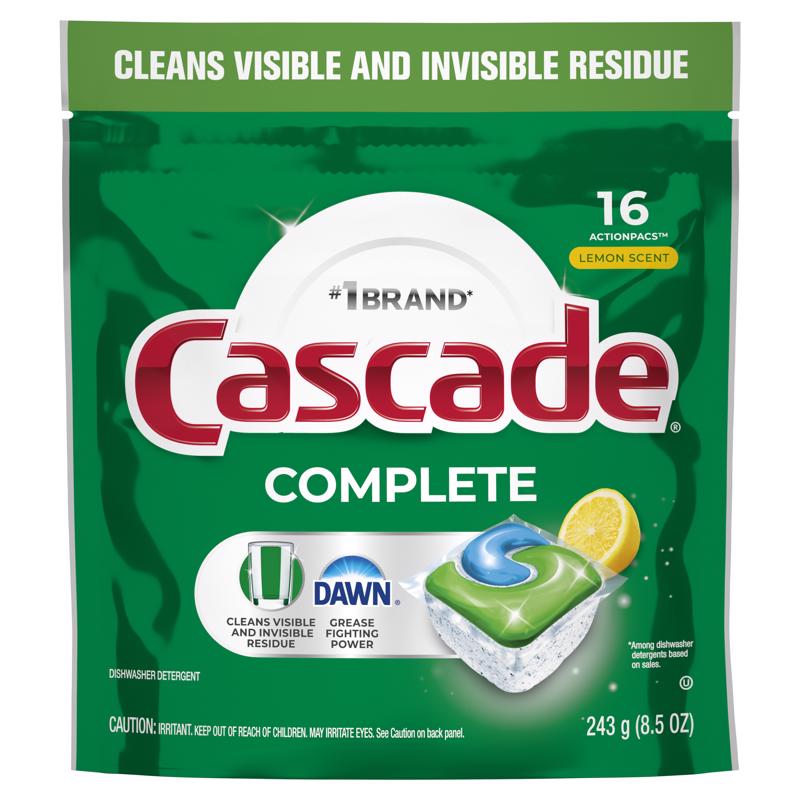 Cascade Complete Lemon Scent Pods Dishwasher Detergent 8.5 oz 16 pk
