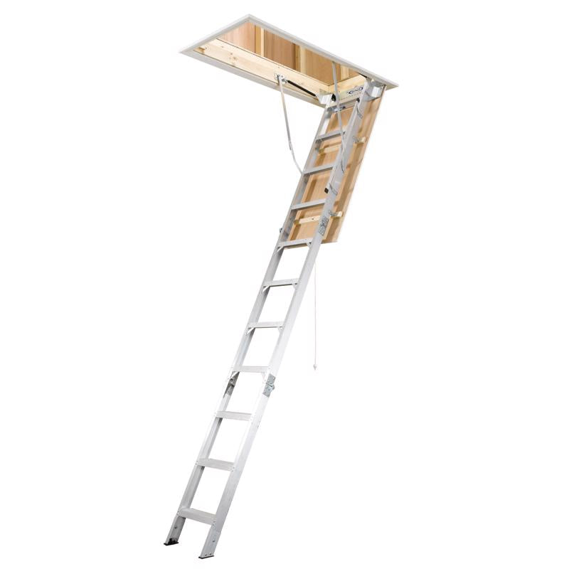 Werner 8 To 10.25 ft. Ceiling 22.5 in. x 54 in. Aluminum Attic Ladder Type IAA 375 lb. capacity