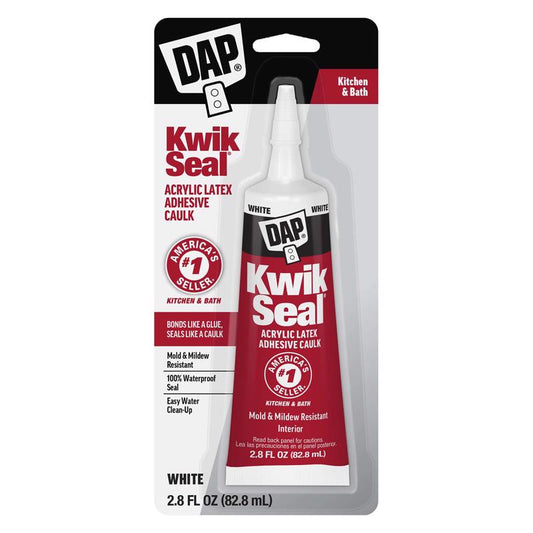DAP Kwik Seal White Acrylic Latex Kitchen and Bath Adhesive Caulk 2.8 oz