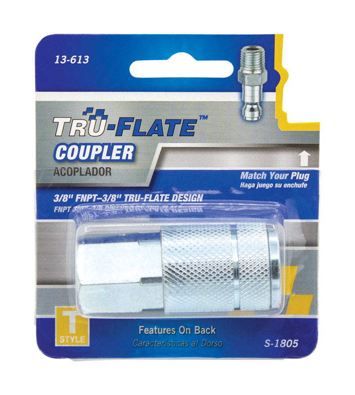 Tru-Flate Steel Air Coupler 3/8 Female 1 pc