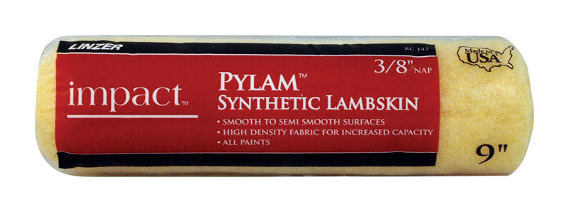 Linzer Impact Pylam Synthetic Lambskin 9 in. W X 3/8 in. Regular Paint Roller Cover 1 pk