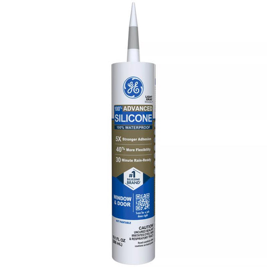 GE Advanced Light Gray Silicone 2 Window and Door Caulk Sealant 10.1 oz
