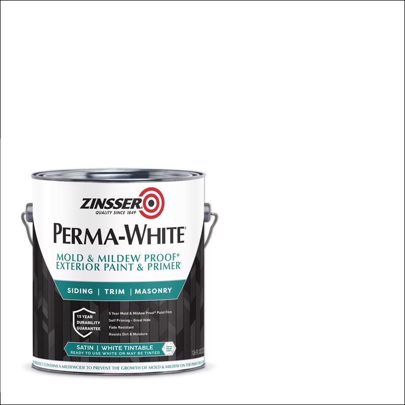 Zinsser Perma-White Satin White Water-Based Exterior Paint and Primer Exterior 1 gal