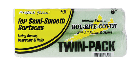 Linzer Rol-Rite Fabric 9 in. W X 3/8 in. Regular Paint Roller Cover 2 pk
