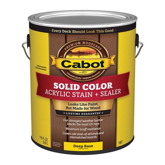 Cabot Solid Color Acrylic Stain & Sealer Solid Tintable Deep Base Acrylic Deck Stain 1 gal