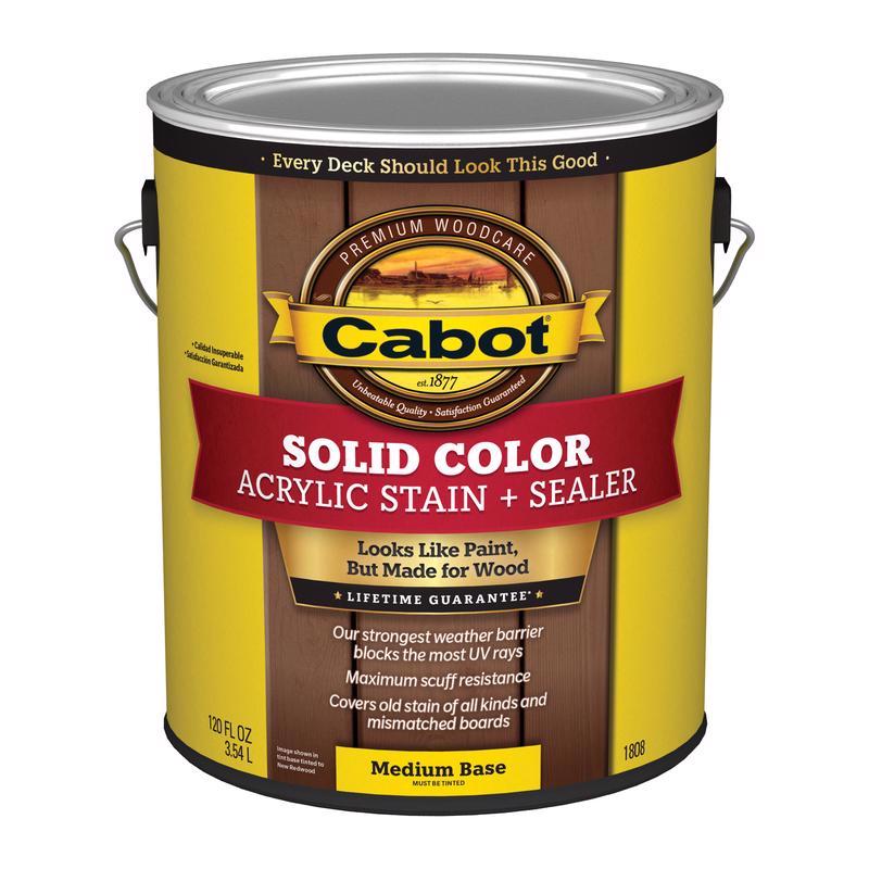 Cabot Solid Color Acrylic Stain & Sealer Solid Tintable Medium Base Acrylic Deck Stain 1 gal