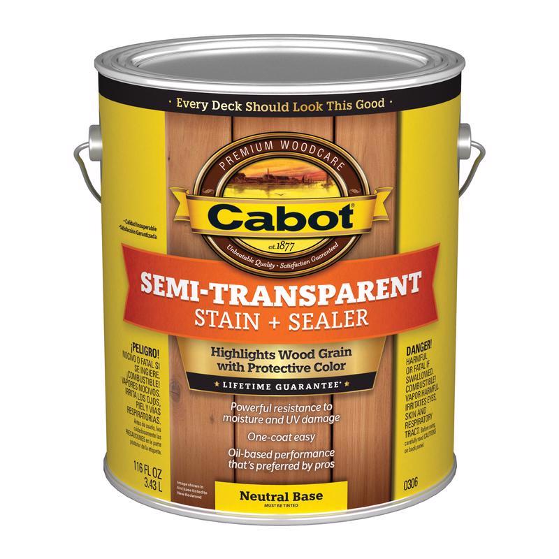 Cabot Semi-Transparent Semi-Transparent Satin Neutral Base Stain and Sealer 1 gal