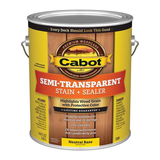 Cabot Semi-Transparent Semi-Transparent Satin Neutral Base Stain and Sealer 1 gal