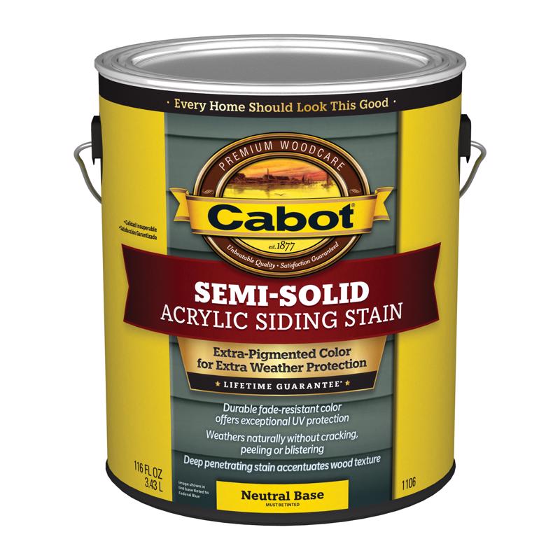 Cabot Semi-Solid Acrylic Semi-Solid Tintable Neutral Base Siding Stain 1 gal