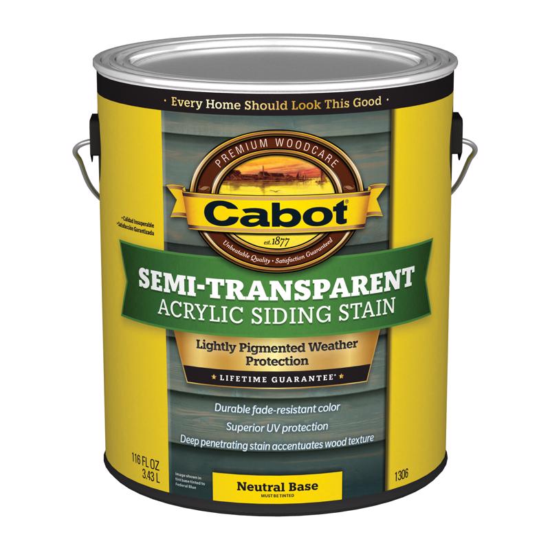 Cabot Semi-Transparent Acrylic Semi-Transparent Tintable Neutral Base Siding Stain 1 gal